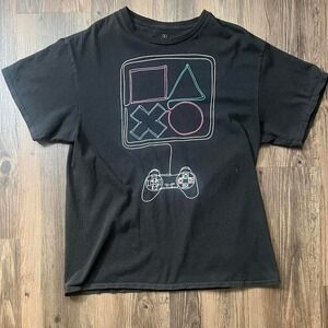 PlayStation Black Graphic T-Shirt Video‎ Game Controller Tee Mens